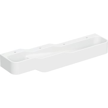 Geberit Bambini play and washspace, with four washbasin areas, lower basin on the right: B=180cm, Tap hole=left and right, white alpine 502.978.00.1