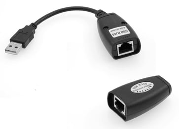 MicroConnect KAT 5/ KAT5e/KAT6 / USB 1.1 konverter sort USBEXT60M