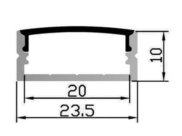 Alu profil 12, med klar cover - 2,5 m LM27312