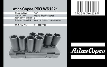 Atlas Copco 3/4" krafttopsæt lange PRO WS1021 4112060796