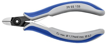 Knipex skævbider præcisions elektronik m/rundt hoved, skær og lille facet  125 mm 79 02 125