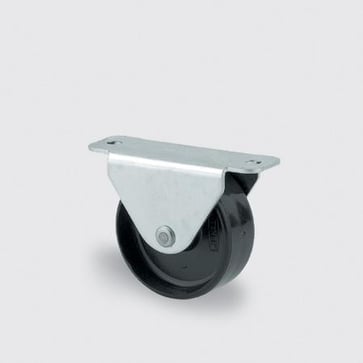 Fixed wheel, polyamide, Ø25 mm, plain bearing, 25 kg, with plate 00021131