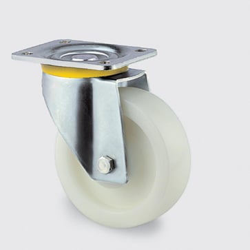 Swivel wheel, polyamide, Ø125 mm, 700 kg, precision ball bearing, with plate 00803611