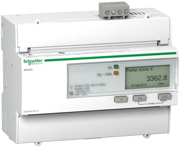 Acti9 3 faset Kilowatt-time måler til montering på DIN skinne, med tæller samt Modbus kommunikation, IEM3350 A9MEM3350