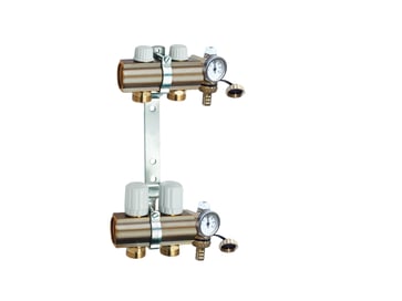 Manifold system 1X3/4, in- and outlet, incl  brackets, 20 mm fittings and end pieces, 2 outlets 7035SYS20-02