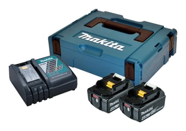 Makita 18V Battery pack LI-ION 2x4,0AH quick charger and a MAKPAC system case 197494-9