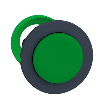 Harmony flush trykknapshoved i plast med kip-funktion og ophøjet trykflade i grøn farve ZB5FH3