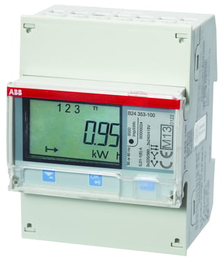 El-måler 3 faset for transformer måling med puls/alarm udgang og M-bus B24 113-100 Stål M-BUS 2CMA100179R1000