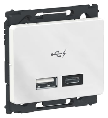 OPUS 66 dobbelt 5V USB A+C-lader, 2400 mA, 1 modul, hvid 506N6702
