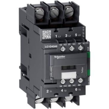 Kontaktor TeSys D Green for direkte start og motorstyring 3P 40A 100-250V ACDC multispole til kabelsko tilslutning LC1D40A6KUE