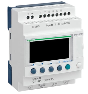 Zelio Logic SR2 Kompakt smart relæ / programmerbar controller 10 I/Os, 24 V DC, med LCD SR2A101BD