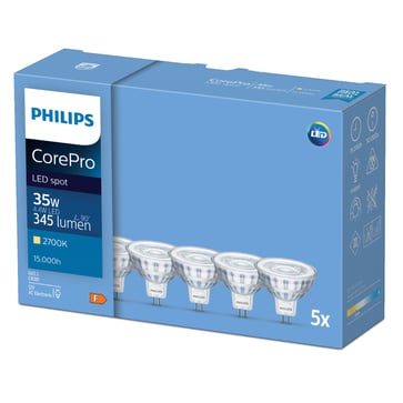 Philips CorePro LEDspot 4,4W (35W) MR16 827 36° 5-pak 929002494652