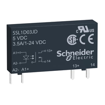 Solid state relæ slim nulvoltskoblende for SSLZR og SSLZV sokkel 24VDC 3,5A 24VDC forsyning SSL1D03BD