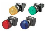 Indikator M22N flad ætset, kasket farve gul, LED gul, LED spænding 200-240 VAC M22N-BC-TYA-YE 662878