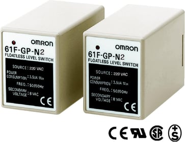 Niveauføler, ledende, miniature, plug-in, generelle formål, relæ, LED-indikator (kræver PF083A-E Sokkel), 110 VAC 61F-GP-N2 110AC CE 159968
