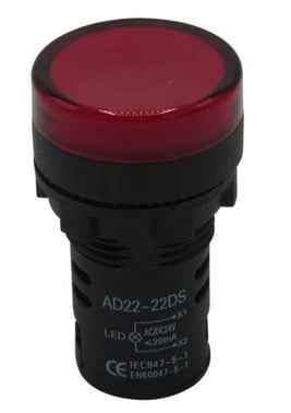 Panelindikator Rød 22mm 24V Skrue 301-84-576