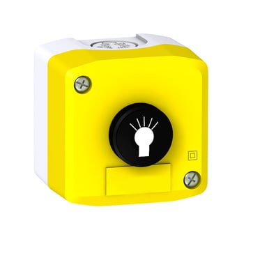 Trykknapbox grå/gul m/1xNO/NC planforsænket sort mærke: lyskilde XALFKA2535