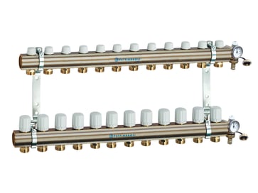 Manifold system, in- and outlet 1X3/4, incl  brackets, 20 mm fittings and end pieces, 12 outlets 7035SYS20-12
