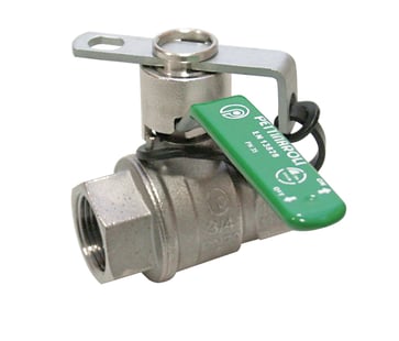 F x F heavyduty fullway ball valve with lockable device  Green steel lever   TEA treatment 3/4" 58EU-006