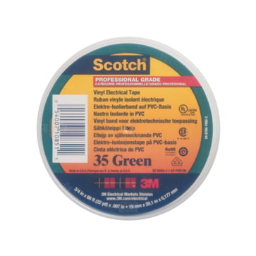 Scotch® 35 grøn farvebestandig mærke- og isolationstape flammehæmmende 19 mm x 20 m&  0.18 mm tyk 7100238734