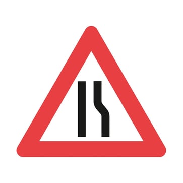 Warning sign A43.3 narrowed carriageway right 102710