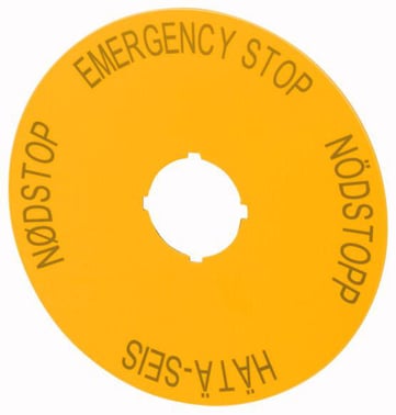 Label, emergency switching off, D=90mm, 4 languages 216468