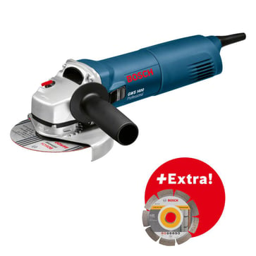 Blue Bosch 1400W Professional Set: Angle Grinder GWS 1400 + 1 x diamond cutting disc in carrying case 0601824900