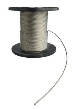 Syrefast PVC-forhudet Stålwire 7x7 3-5mm, 25 m. pr. rulle RSW7735