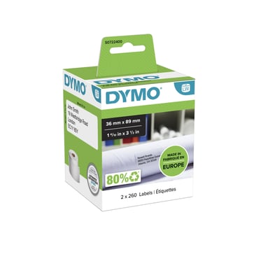 DYMO LabelWriter 36mmx89mm Large Address Labels white 2 Rolls x 260 Labels S0722400