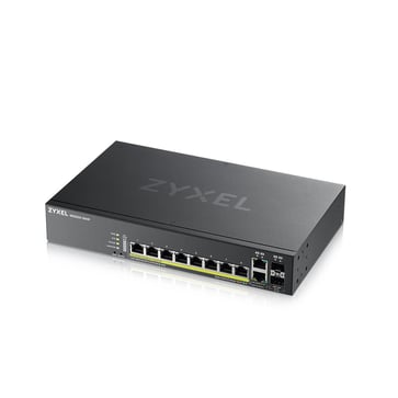 ZYXEL GS2220-10HP, 8-ports PoE+ Gigabit L2 Switch med 2 Gigabit combo porte (inkluderet 1 år Nebula Pro pack license) GS2220-10HP-EU0101F