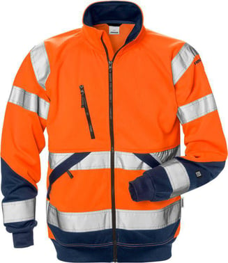 Fristads HiViz sweat jakke kl.3 7426 Orange/Marine str XL 126534-271-XL