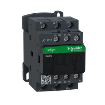TeSys D kontaktor LC1D12P7, 3P 12A AC-3 5.5kW@400V, 1NO+1NC hjælpe kontakt, 230V 50/60Hz AC spole LC1D12P7