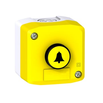 Trykknapbox grå/gul m/1xNO planforsænket gul mærke: klokke XALFKA5511