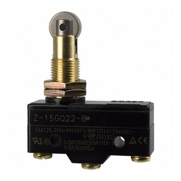 panelmount roller plunger SPDT 15 A screw terminals  Z-15GQ22-B OMI 382397