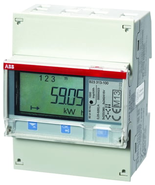 El-måler 3 faset direkte måling 65Amp med puls/alarm udgang og M-bus B23 113-100 Stål M-BUS 2CMA100165R1000