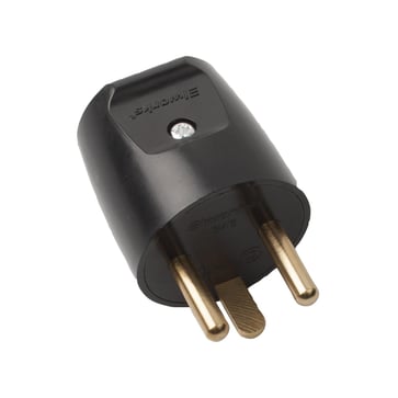 Plug S4 round with earth, black 443118