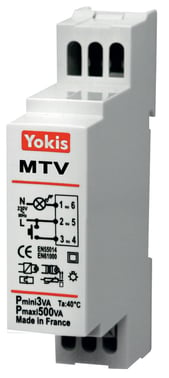 MTV500M Elektronisk lysdæmper/timer med soft start/stop til Din-skinne. 5454062