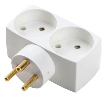 Multiway adaptor D2 2way with earth, white 443136