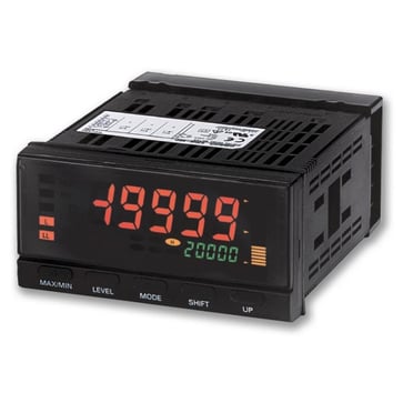 Digital panel meter, DIN1/8 (48 (h)x96 (w)), 2 liniers display med dual farveændring forAktuel værdi, udgangs- og udvidelsesstik, DC strømindgang ± 199.99mA og 4,000 til 20.000mA, 24 VAC/forsyningVDC K3HB-XAD 24VAC/VDC 168445