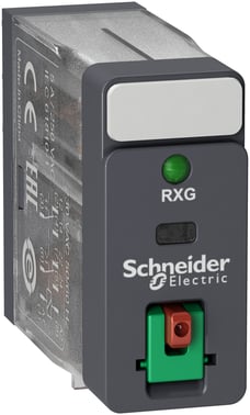 RXG stikbensrelæ med testknap og LED, 2 C/O 5A og 120VAC RXG22F7
