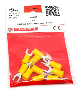 Pre-insulated fork terminal A4653G, 4-6mm² M5, Yellow - In bags of 10 pcs. 7278-272203