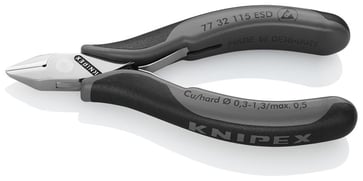 Knipex skævbider elektronik ESD 115 mm med spidst hoved og lille facet 77 32 115 ESD