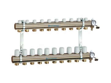 Manifold system 1X3/4, in- and outlet, incl  brackets, 20 mm fittings and end pieces, 10 outlets 7035SYS20-10