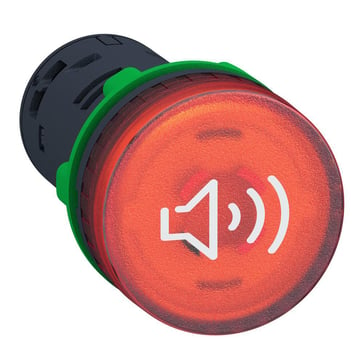 Ø22 mm lydgiver med rød LED og enten konstant eller bibbende tone 24V AC/DC forsyning XB5KS2B4