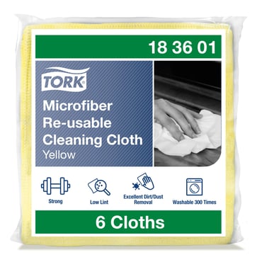 Tork Microfibre Re-Usable Cleaning Cloth, Yellow, 183601 183601