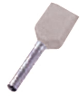 Isoleret dobbelt terminalrør grå 2x0,75mm² L=10mm ICIAE07510Z