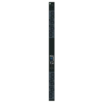 Powerpanel MS Vertikal 230V/16A 12xC13+4xC19 med 3m ledning sort P16E27M