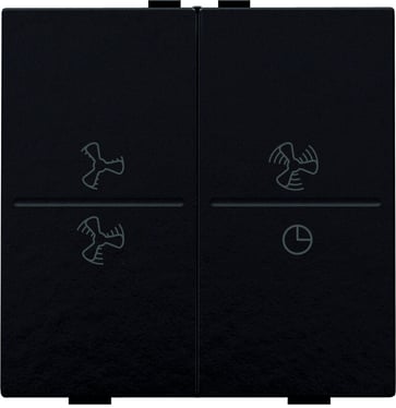Tangent med ventilations-symboler til trådløst 4-tryk, Bakelite® piano black coated 200-00013
