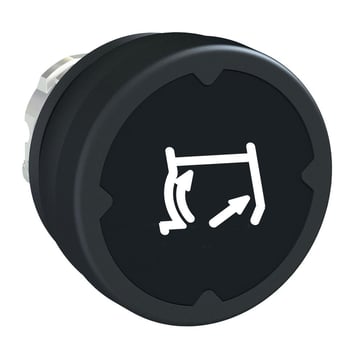 Harmony pushbutton head in metal for harsh environments with spring return and Ø37 mm pushbutton in black with white symbol (90 ° rotated), ZB4BC28012RA ZB4BC28012RA