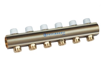 Linear manifold 1X3/4/18 with incorporated lockshield valve 4 outlets 7035DM-008-04